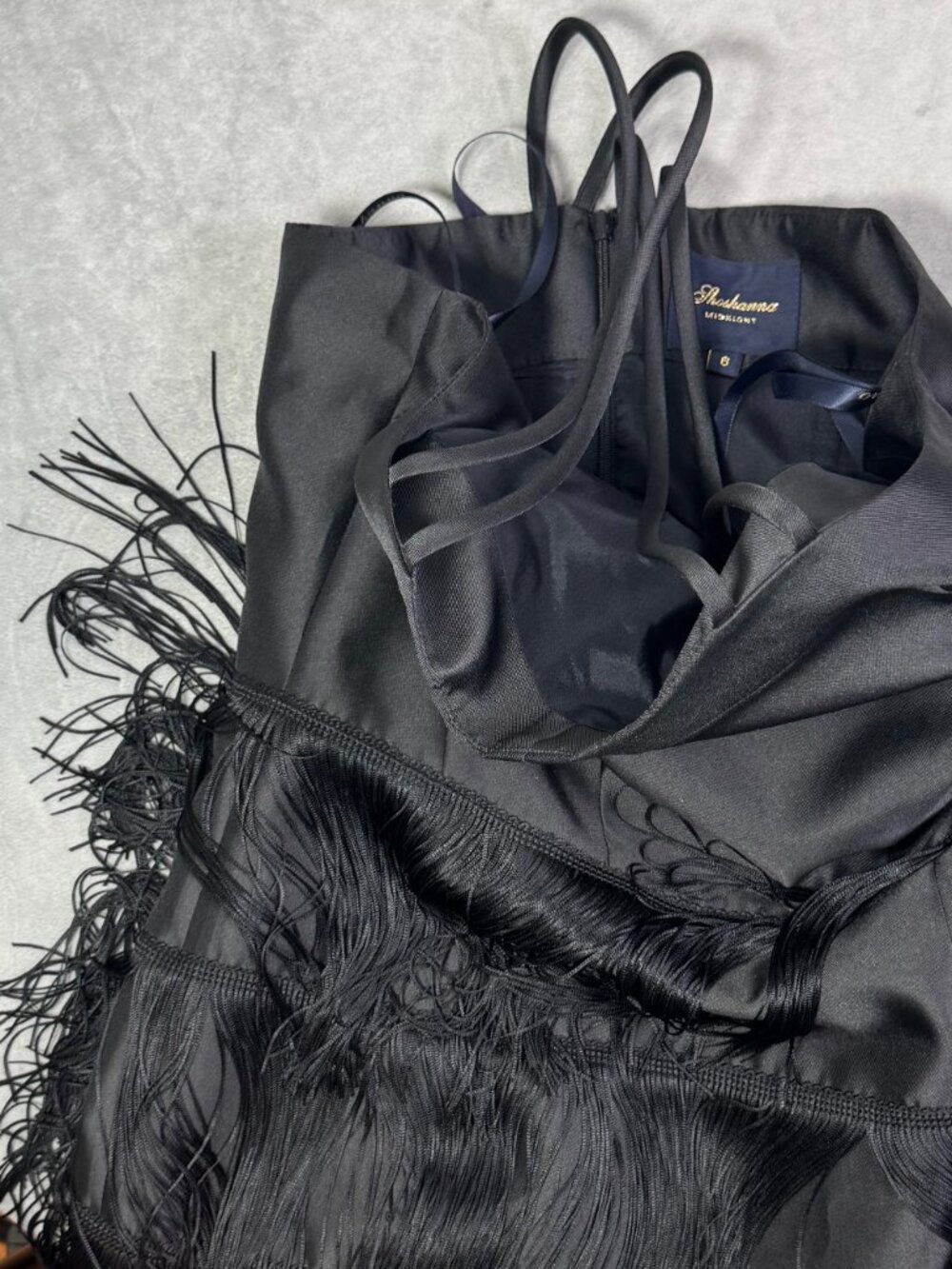 Shoshanna Midnight Vera Black Strappy Fringe Dress - Picture 4 of 6